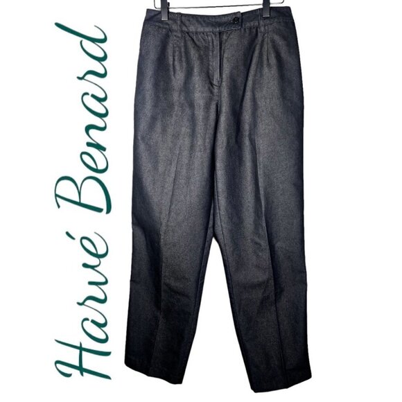 HARVÉ BENARD Vintage Lightweight High Rise Denim Trouser Dress Pants Charcoal, 8 - Picture 1 of 9